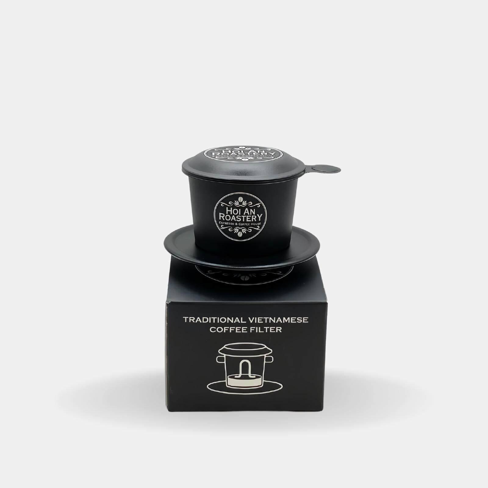 Schwarzer vietnamesischer Phin-Kaffeefilter aus Aluminium