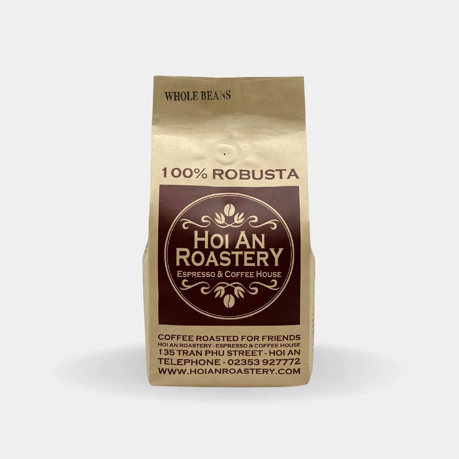 Packung Hoi An Roastery 100 % Robusta ganze Bohnen